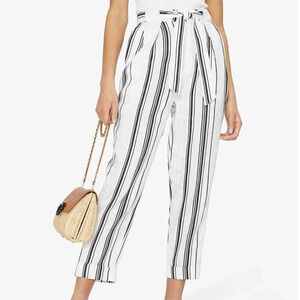 Ted Baker London NWT White Striped Tapered Trouser Pants Size 1 US 0-2 NO BELT